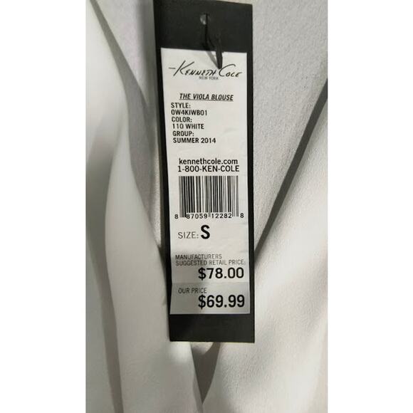 Kenneth Cole NY Sleeveless Lightweight Top with Ruffle, White, Sz S NWT - Picture 6 of 8